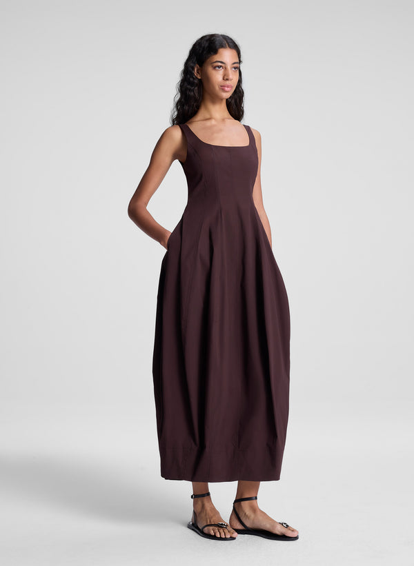 A.l.c. Veda Stretch Cotton Midi Dress Ganache