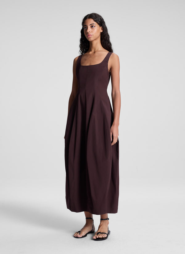 A.l.c. Veda Stretch Cotton Midi Dress Ganache