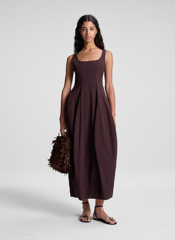 a.l.c. Veda Stretch Cotton Midi Dress Ganache