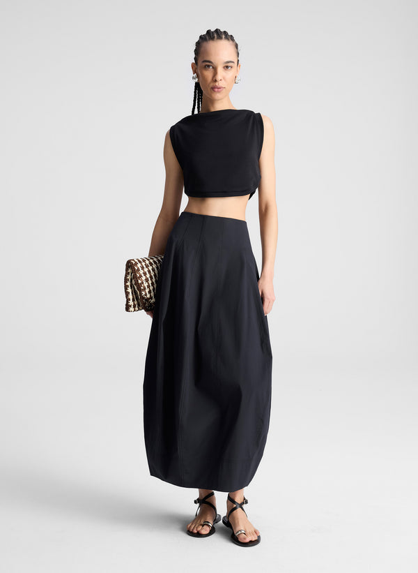 a.l.c. Veda Stretch Cotton Midi Skirt Black