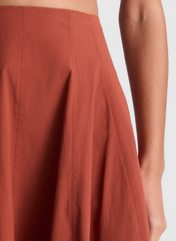 A.l.c. Veda Stretch Cotton Midi Skirt Dark Bosco