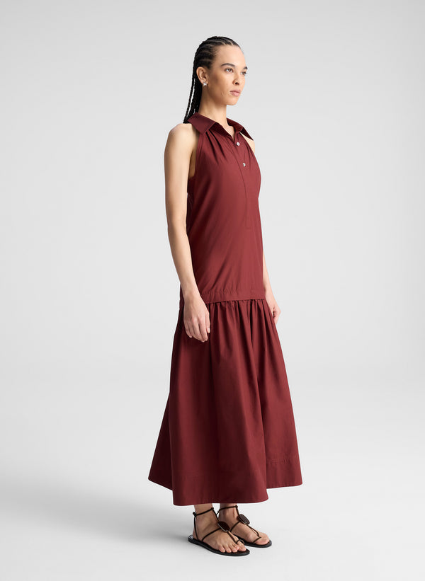 A.l.c. Vera Cotton Midi Dress Dark Bosco