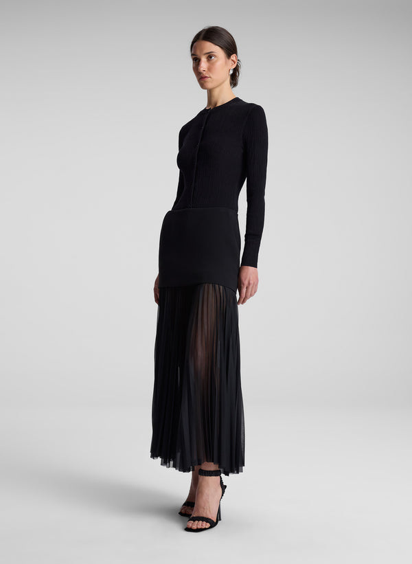 A.l.c. Willa Pleated Maxi Skirt Black