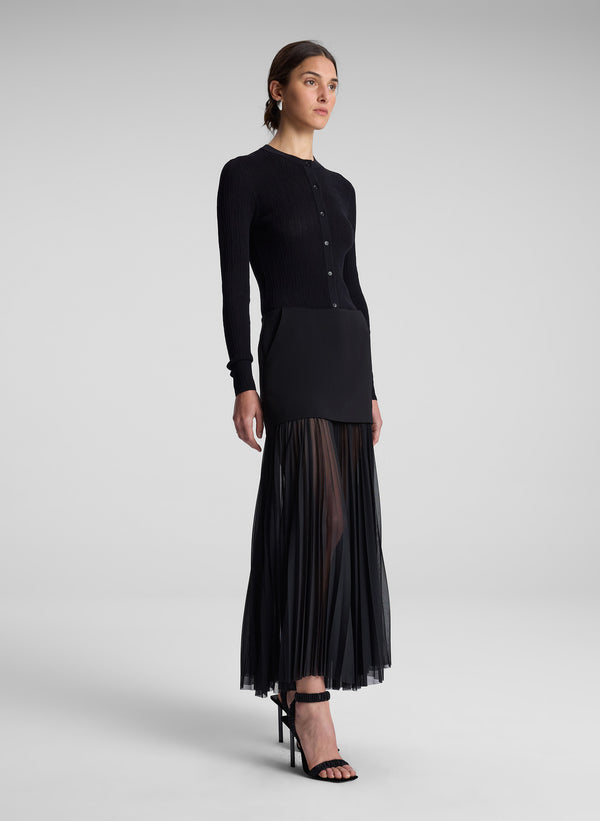A.l.c. Willa Pleated Maxi Skirt Black