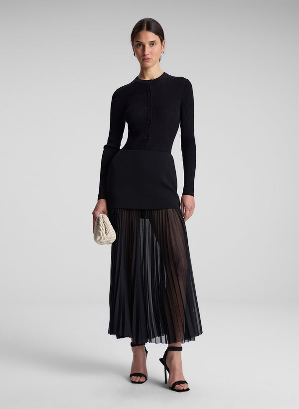 a.l.c. Willa Pleated Maxi Skirt Black