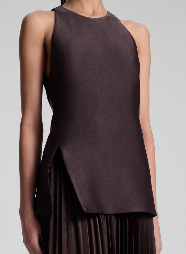 A.l.c. Willow Pleated Midi Dress Chocolate Plum