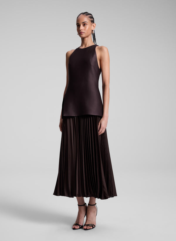 A.l.c. Willow Pleated Midi Dress Chocolate Plum