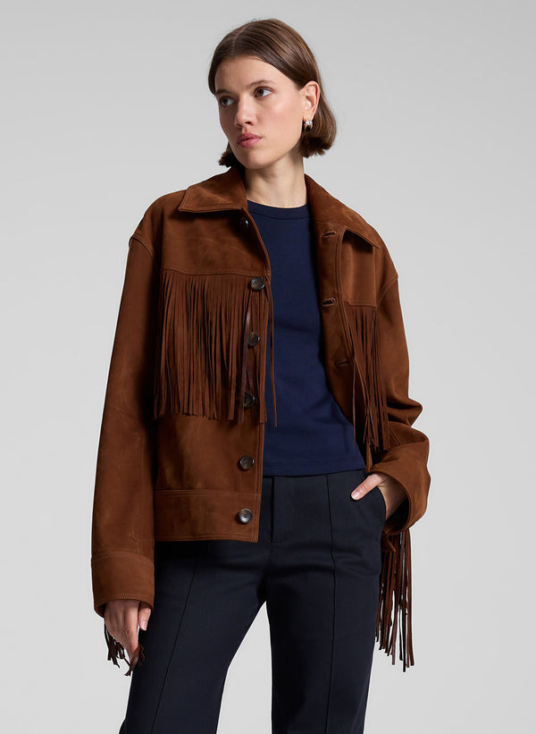 a.l.c. Wren Suede Fringe Jacket Timberglaze