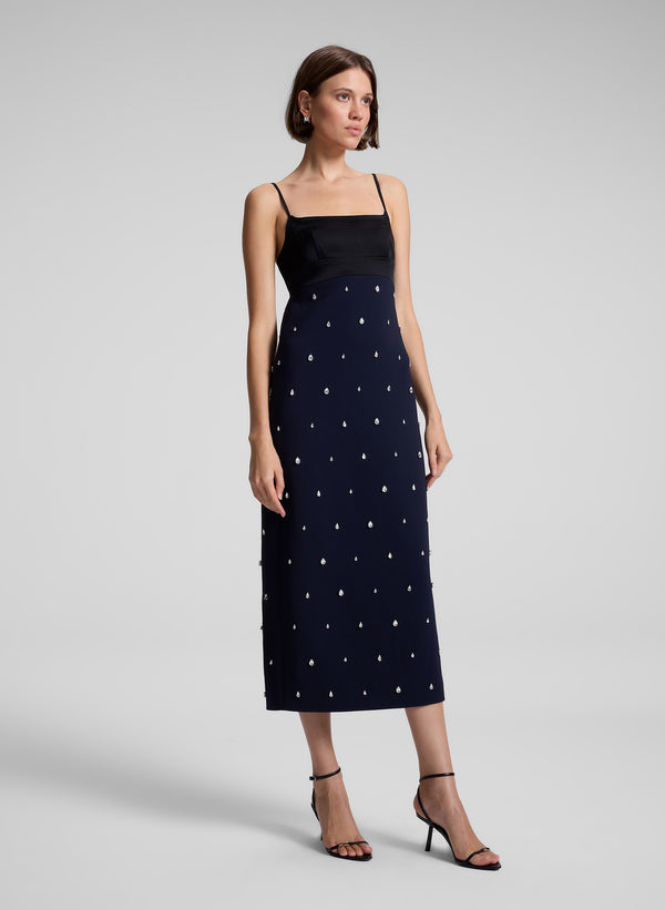 A.l.c. Alana Embellished Midi Dress Evening Blue/Black/Crystal