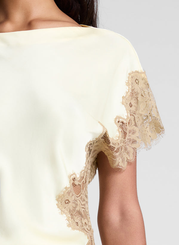 A.l.c. Alessia Satin And Lace Top Light Canary/Beige