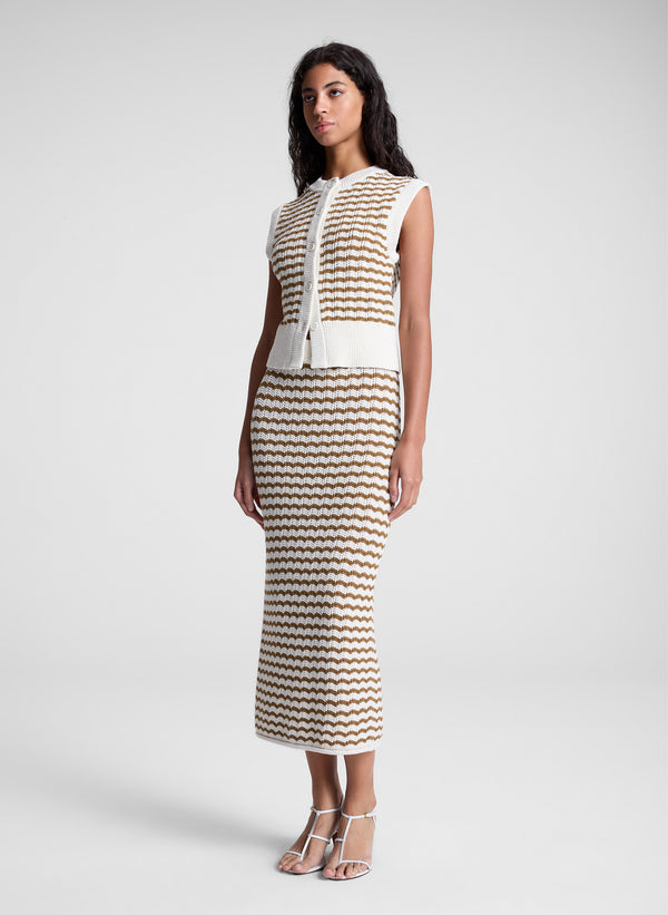A.l.c. Alexis Striped Knit Skirt Parchment/Aged Bronze Stripe