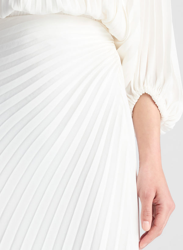 A.l.c. Bianca Satin Pleated Maxi Skirt Whisper White