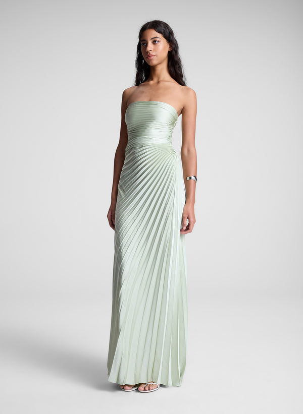 A.l.c. Bianca Strapless Pleated Maxi Dress Spearmint
