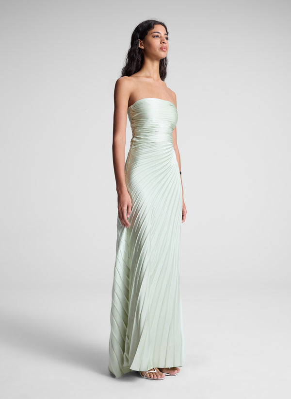 A.l.c. Bianca Strapless Pleated Maxi Dress Spearmint