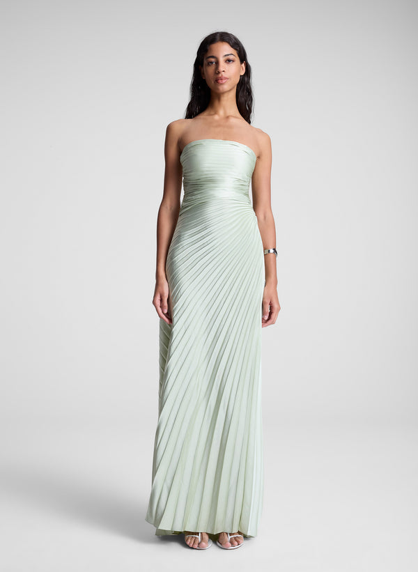 a.l.c. Bianca Strapless Pleated Maxi Dress Spearmint