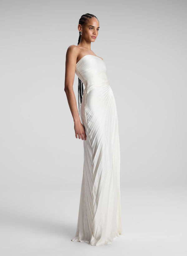 A.l.c. Bianca Strapless Pleated Maxi Dress Whisper White