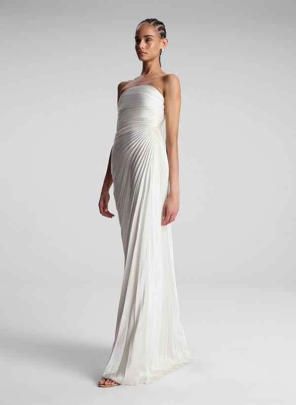 A.l.c. Bianca Strapless Pleated Maxi Dress Whisper White