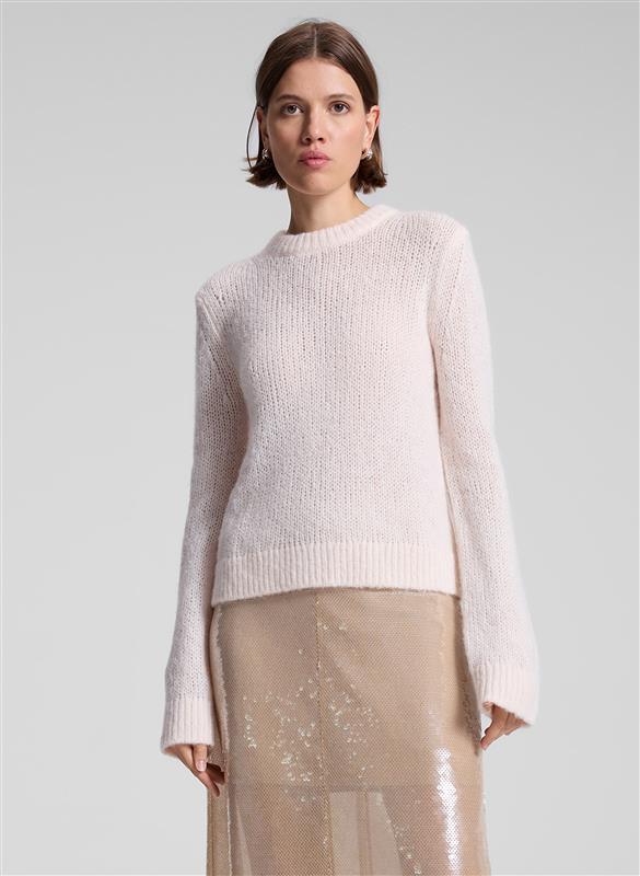 a.l.c. Bowie Sheer Alpaca Crewneck Sweater Light Pink