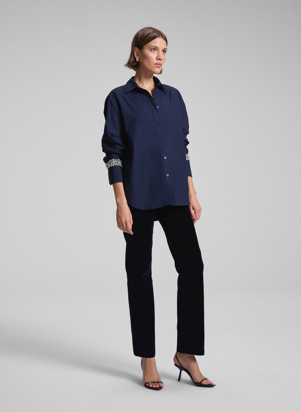 A.l.c. Calvin Embellished Sleeve Shirt Maritime Navy