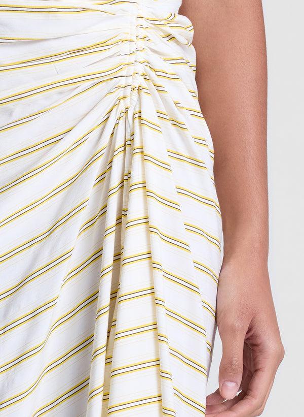 A.l.c. Carolyn One Shoulder Striped Midi Dress Canary Stripe