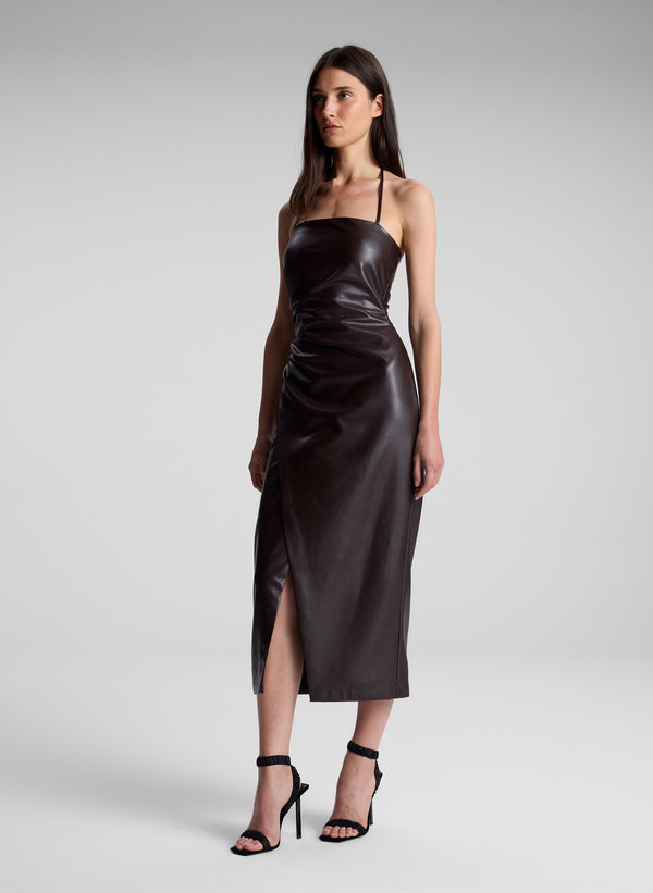 A.l.c. Charlotte Vegan Leather Midi Dress Chocolate Plum