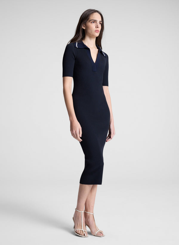 A.l.c. Darcy Knit Midi Dress Midnight/Navy/Parchment
