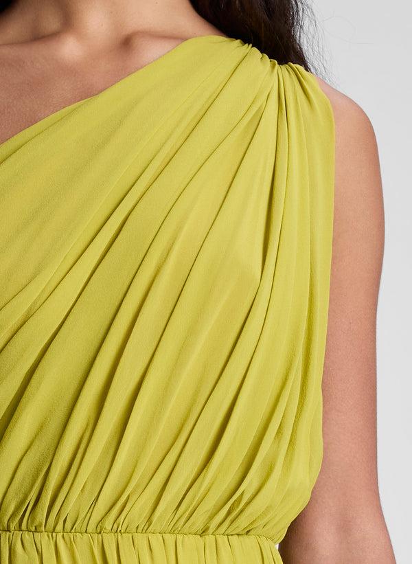 A.l.c. Drew Silk One Shoulder Midi Dress Cactus Bloom