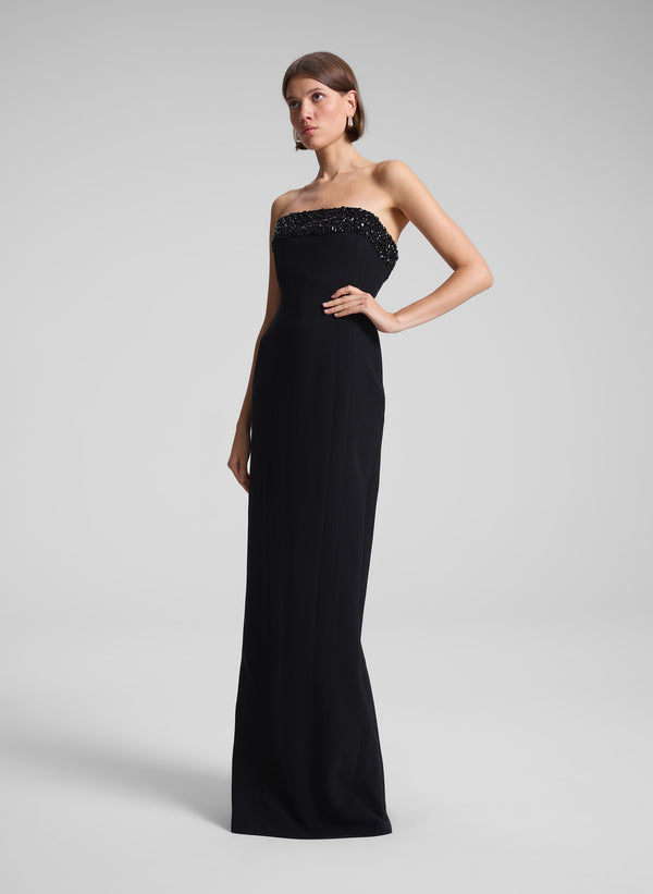 A.l.c. Elizabeth Strapless Embellished Gown Black/Jet