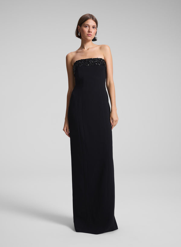a.l.c. Elizabeth Strapless Embellished Gown Black/Jet