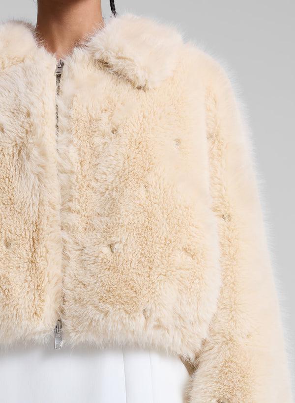 A.l.c. Esme Embellished Faux Fur Jacket Arctic Fox Multi