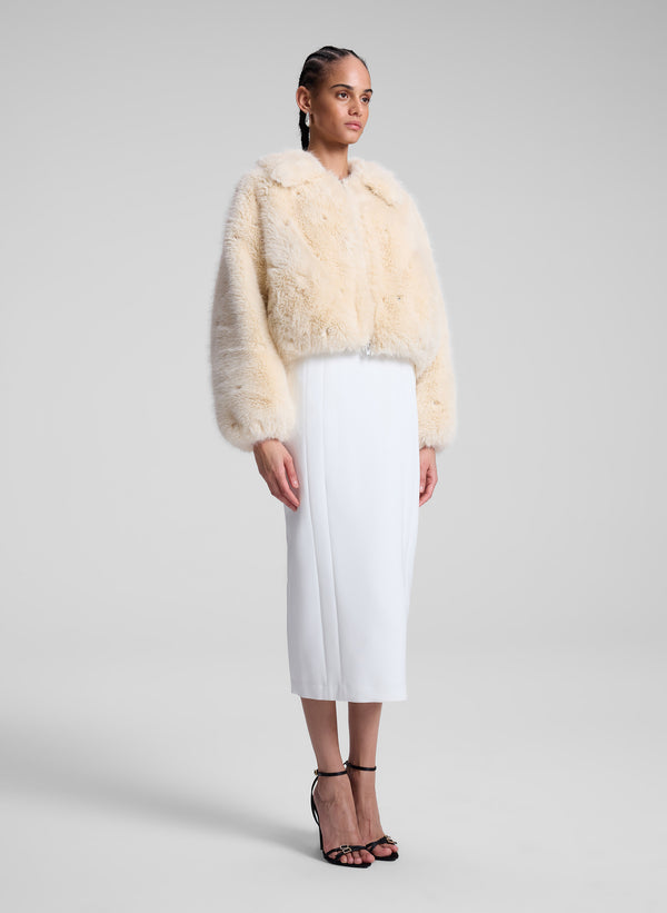 A.l.c. Esme Embellished Faux Fur Jacket Arctic Fox Multi