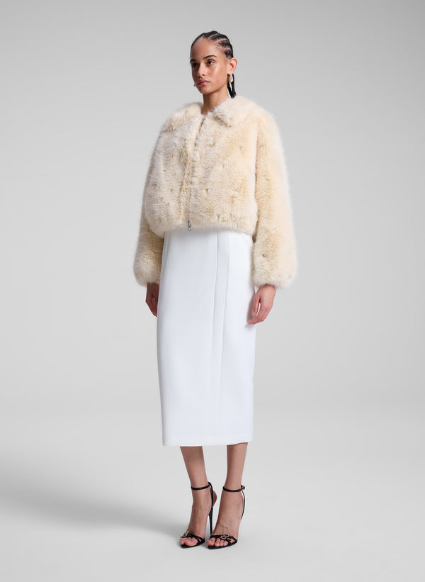 A.l.c. Esme Embellished Faux Fur Jacket Arctic Fox Multi