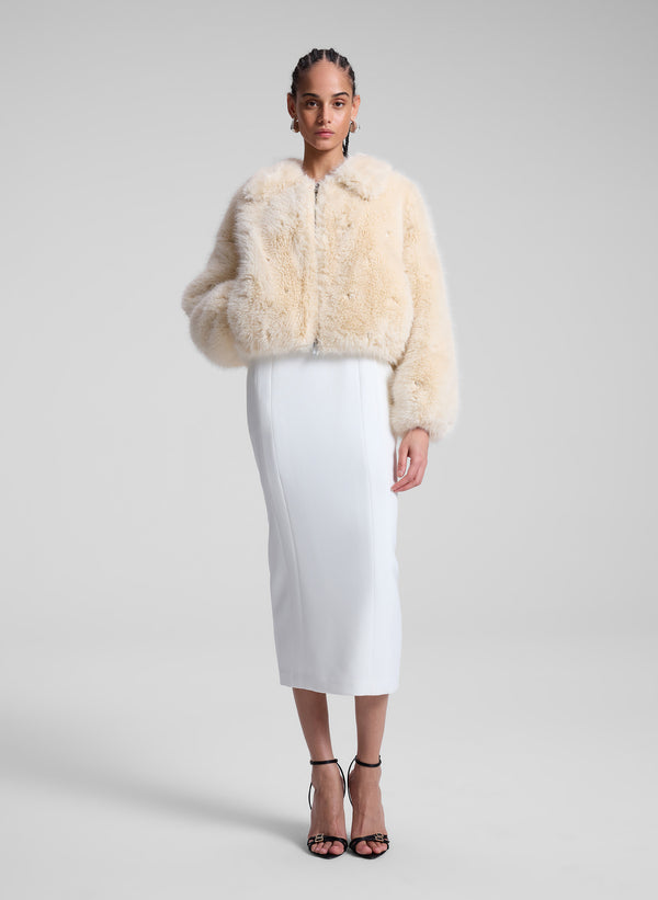 a.l.c. Esme Embellished Faux Fur Jacket Arctic Fox Multi
