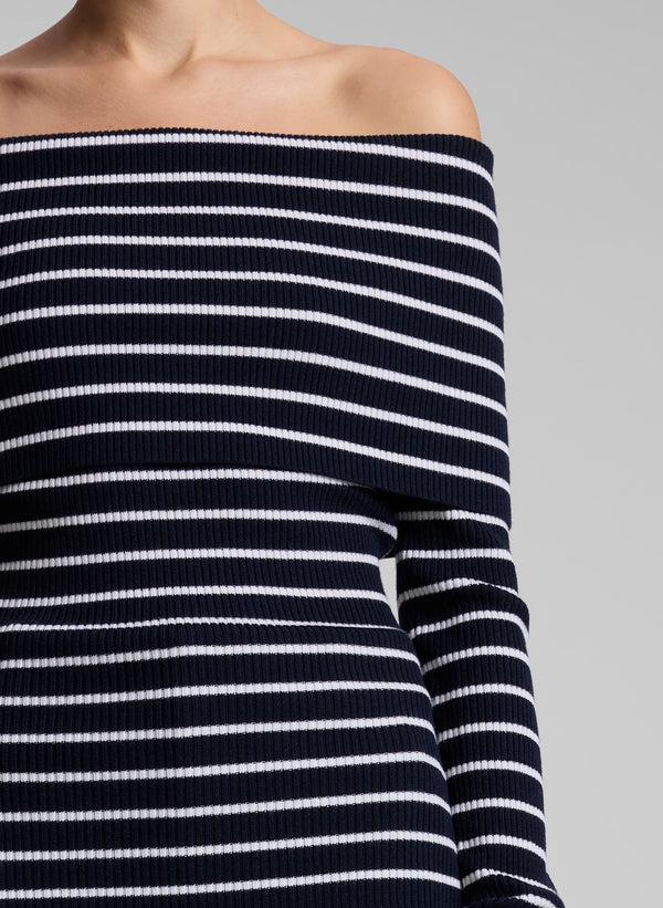 A.l.c. Evelyn Merino Off Shoulder Top Midnight/White