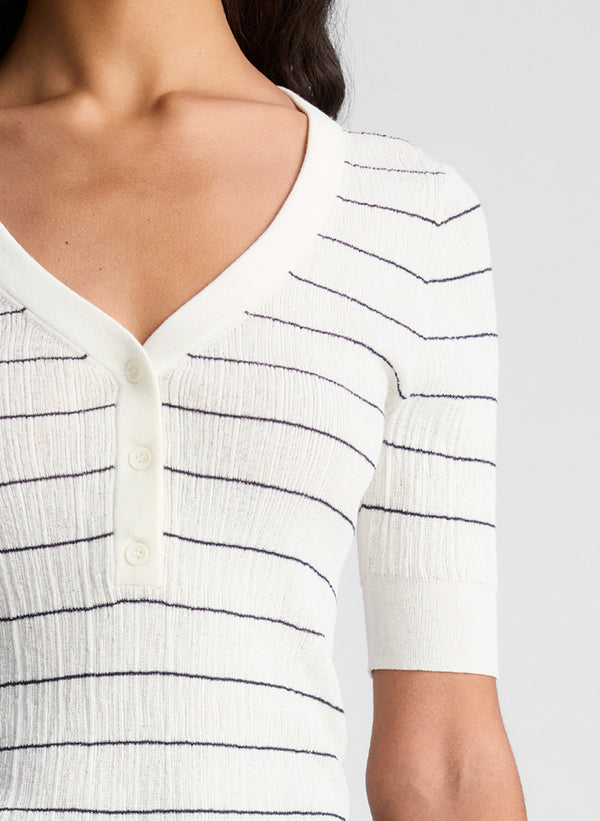 A.l.c. Francis Fine Cotton Knit Top Bright White/Navy