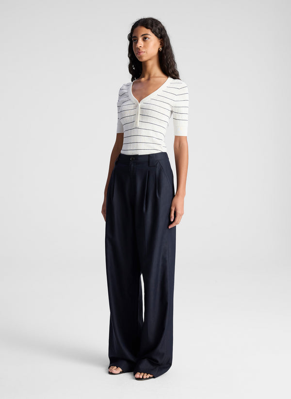 A.l.c. Francis Fine Cotton Knit Top Bright White/Navy