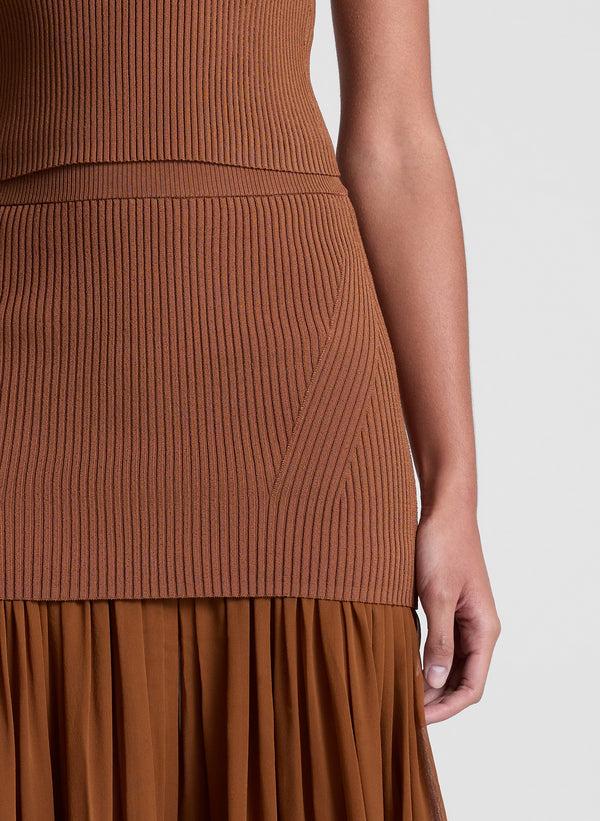 A.l.c. Hayden Knit Chiffon Maxi Skirt Light Chestnut