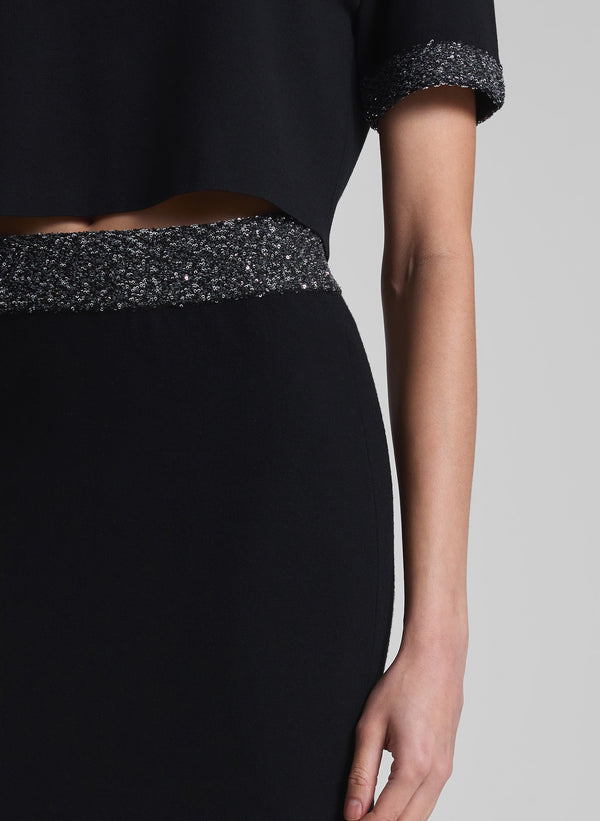 A.l.c. Jane Sequin Embellished Knit Midi Skirt Black/Silver