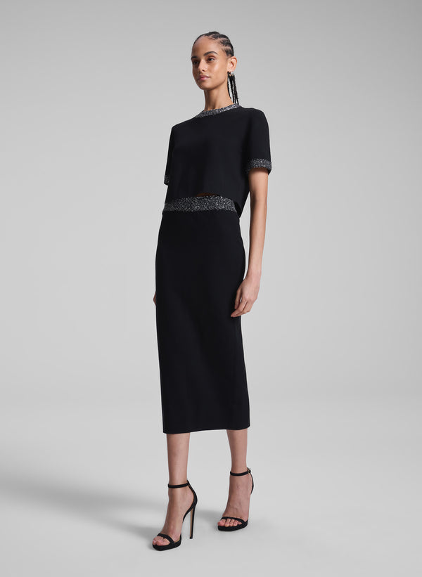 A.l.c. Jane Sequin Embellished Knit Midi Skirt Black/Silver