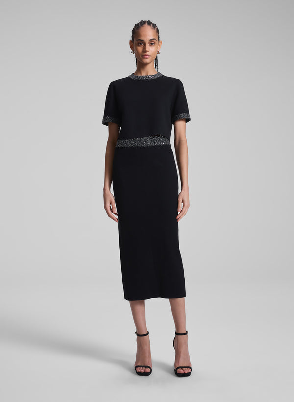 A.l.c. Jane Sequin Embellished Knit Midi Skirt Black/Silver
