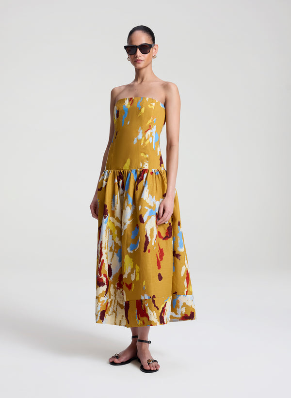 A.l.c. June Strapless Printed Midi Dress Desert Multi