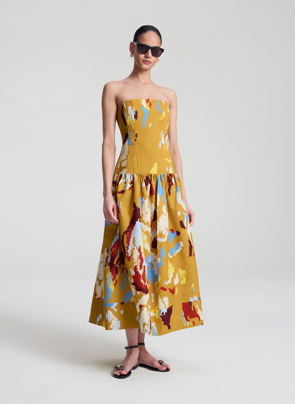 A.l.c. June Strapless Printed Midi Dress Desert Multi