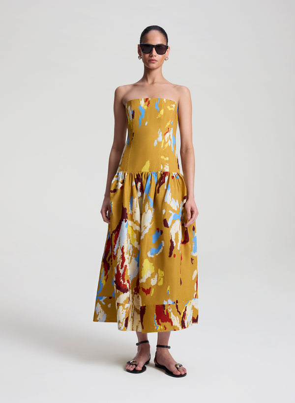 a.l.c. June Strapless Printed Midi Dress Desert Multi
