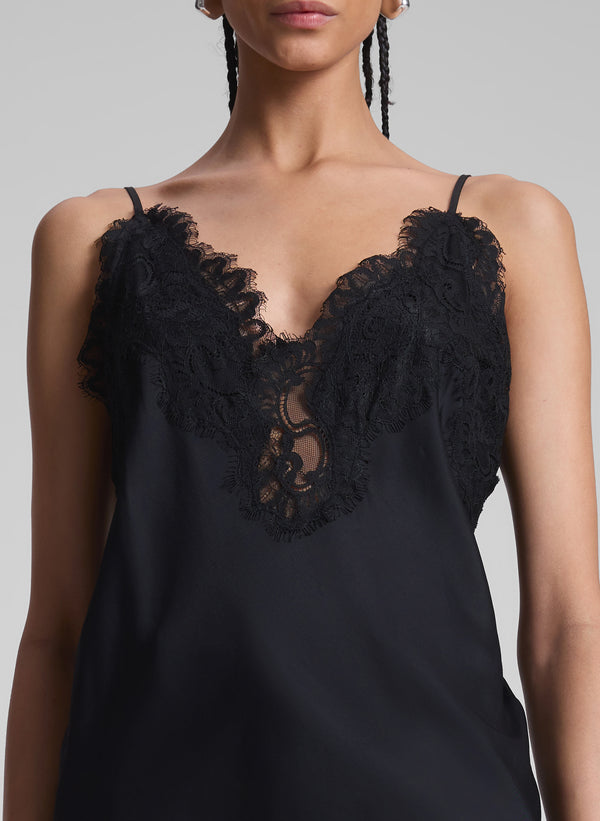 A.l.c. Lennon Satin And Lace Camisole Top Black/Black
