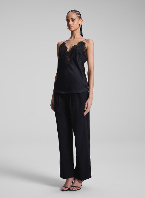 A.l.c. Lennon Satin And Lace Camisole Top Black/Black