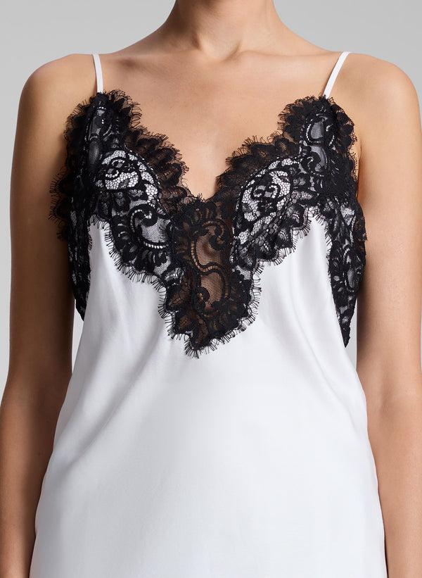 A.l.c. Lennon Satin And Lace Camisole Top Pearl/Black