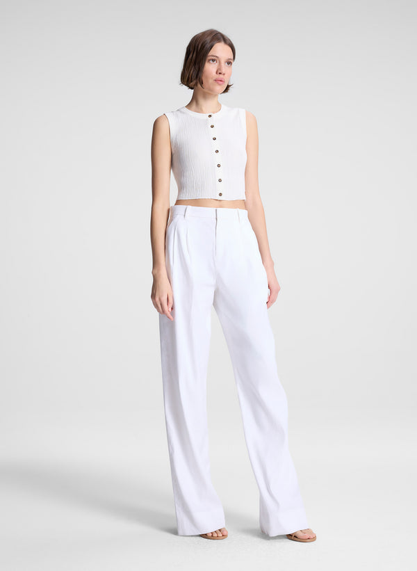 A.l.c. Lottie Cropped Fine Cotton Knit Top Bright White