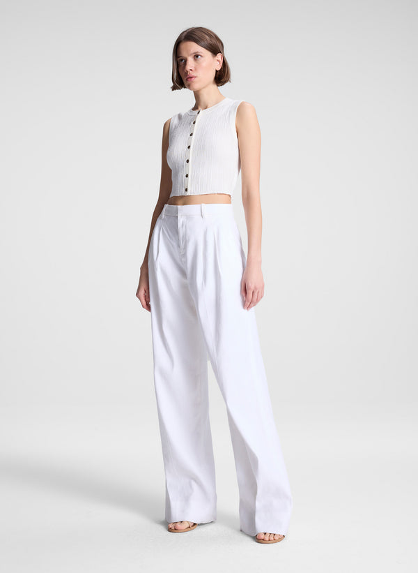 A.l.c. Lottie Cropped Fine Cotton Knit Top Bright White