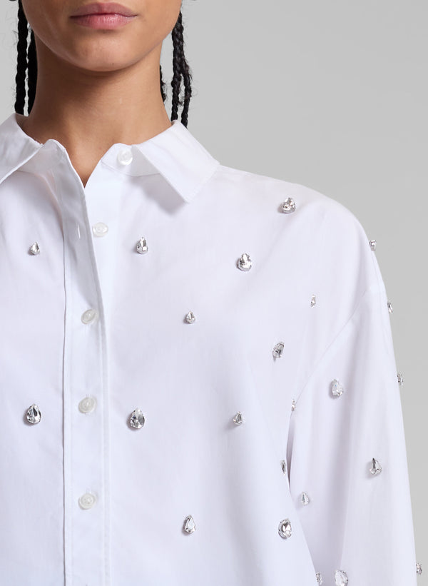 A.l.c. Mackie Embellished Cropped Cotton Shirt White