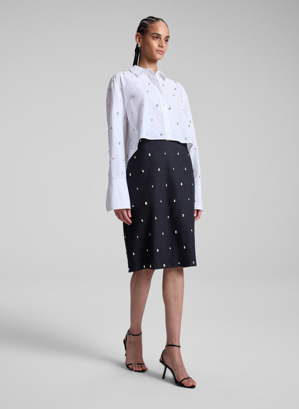 A.l.c. Mackie Embellished Cropped Cotton Shirt White